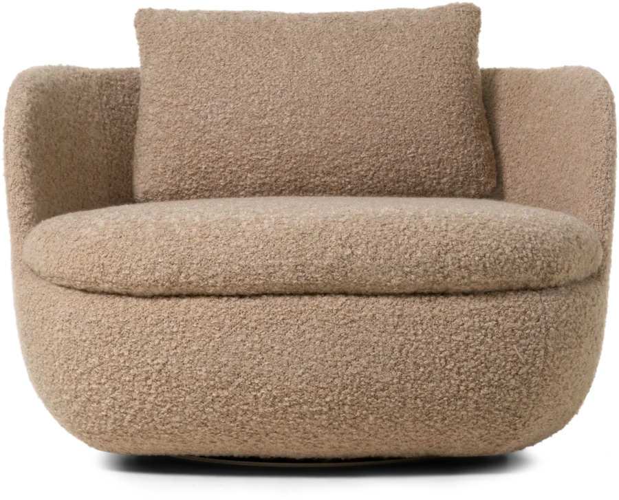 Bart Armchair Swivel Blushing Sloth wooly fabric